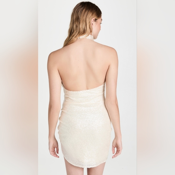 Amanda Uprichard White Sequined Halter Samba Aurora Asymmetrical Hem Dress - Picture 6 of 10